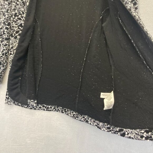 Alex Evenings Open Front Glitter Jacket Small S Black Silver Stretch Knit Topper - Picture 8 of 13